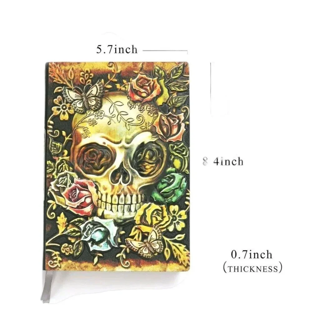 Antique Style Skull Embossed Lined 200 Page Faux Leather Journal 5.8